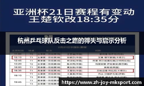 杭州乒乓球队反击之路的得失与启示分析
